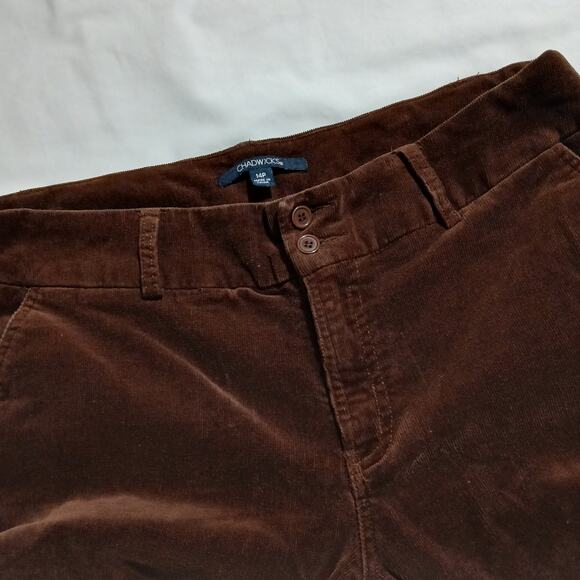 Chadwicks 14P Wide Leg BrownThin Corduroys Retro Bootcut Possible Mid-Rise - Picture 4 of 9